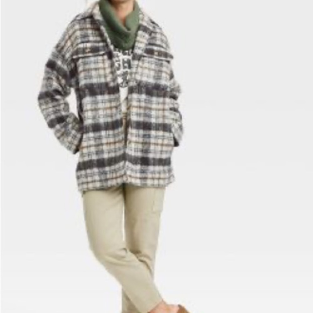 Universal Thread Oversized Brushed Wool Plaid Sha… - image 3
